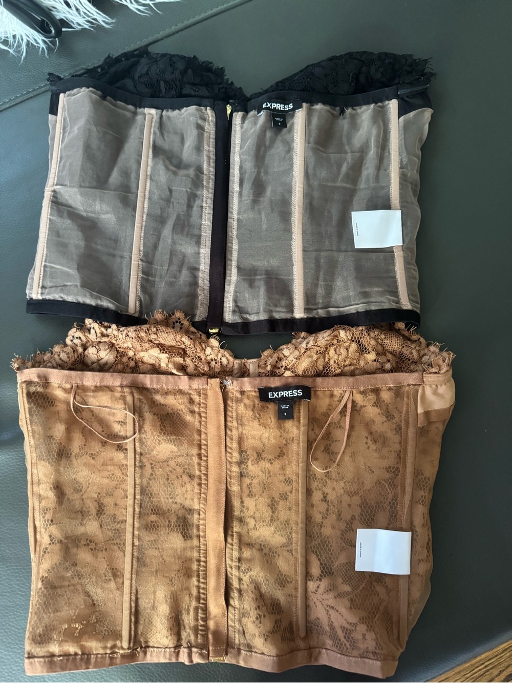 Express sz small Lace Bustier Crop Tops - Black & Nude set - Picture 4 of 6